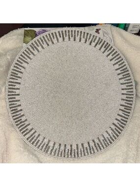 Set of 3 Evelina White Green Beaded Place Mats